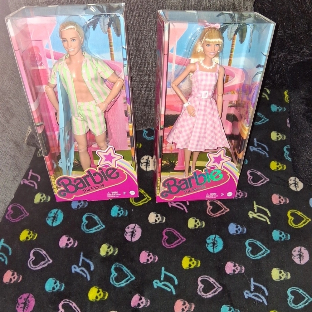 Barbie The Movie Doll Margot Robbie Collectible Pink Gingham Dress & Ken